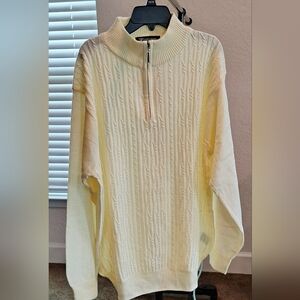 Stacy Adams Men's Ivory Zip-Up Sweater
